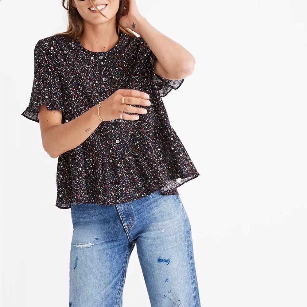 Starry Night Studio Ruffle-Hem Top